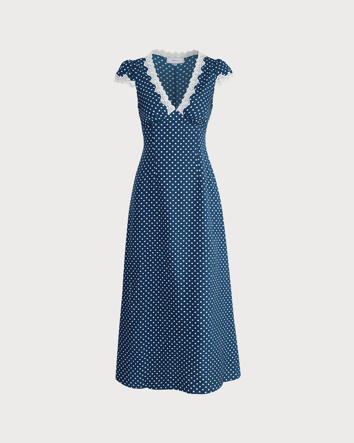 Bellezza | Maxi Abito Blu Scuro con Volant per Donna 4