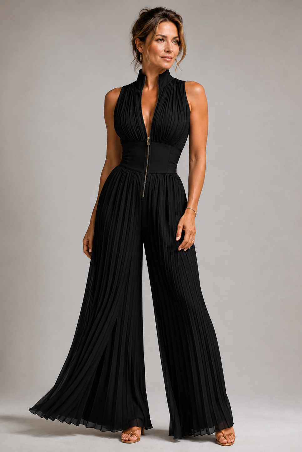 Elysia | Tuta Elegante Donna Plissettata con Vita Alta e Gambe Larghe 4