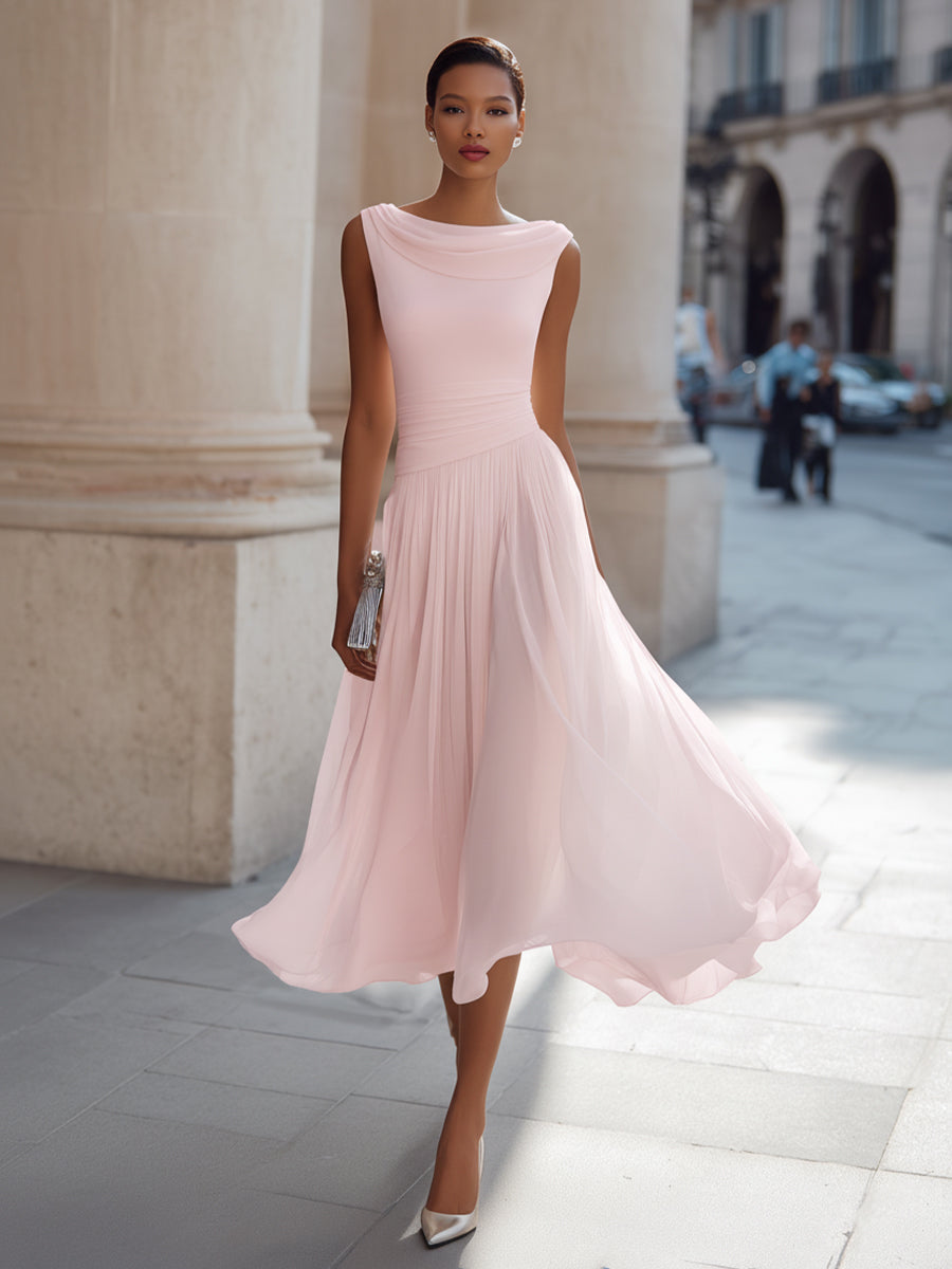 Mirella | Abito Midi Elegante a Pieghe con Scollo Drappeggiato 10