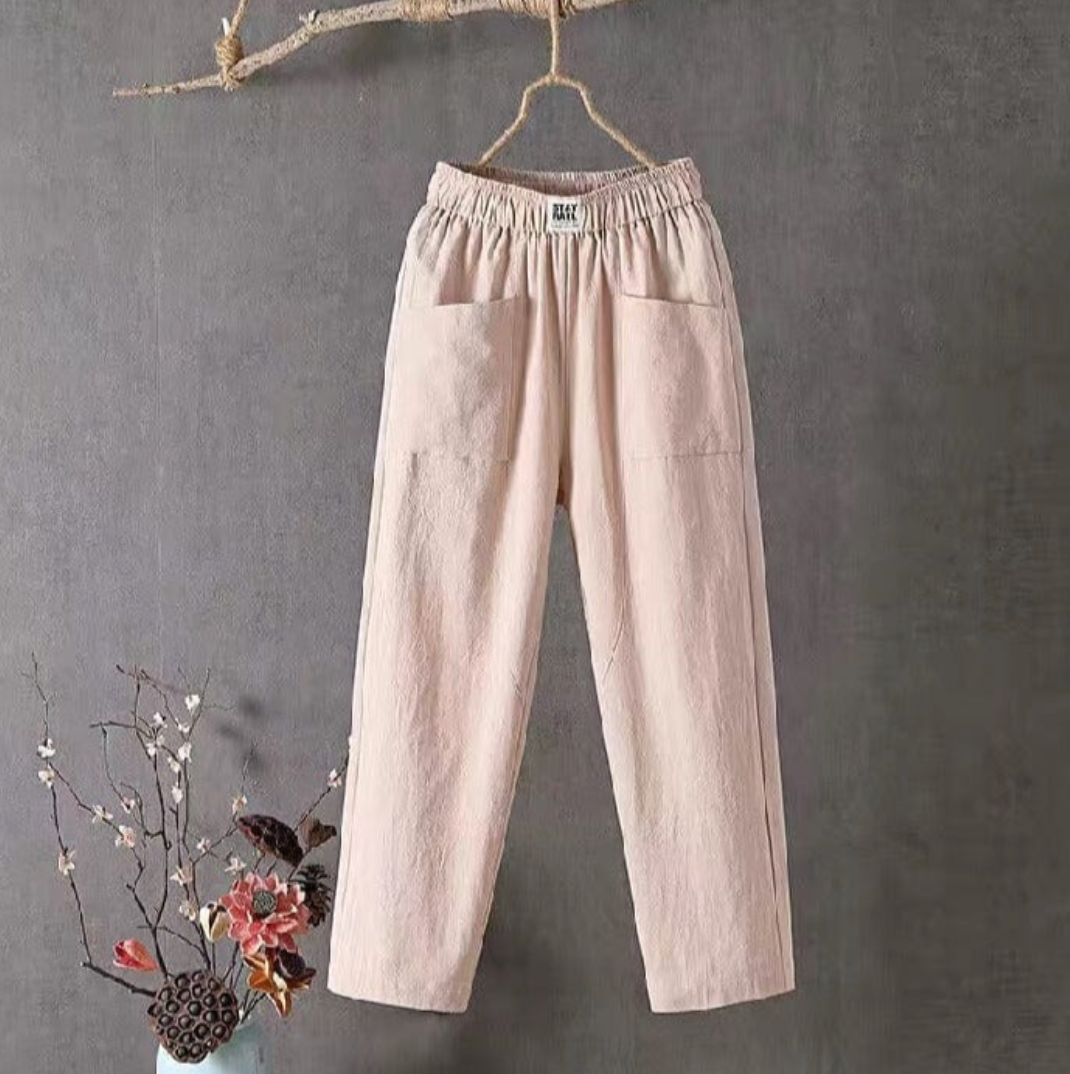 Pantaloni casual da donna con elastico in vita e tasche | Ideali per le giornate calde 5