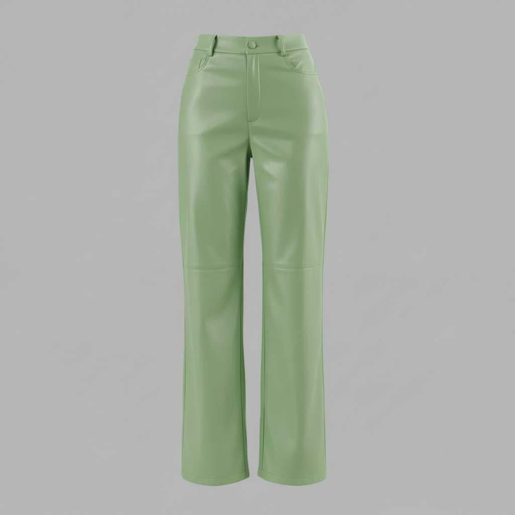 Pantaloni in Pelle a Gamba Larga | Pantaloni Donna Nero