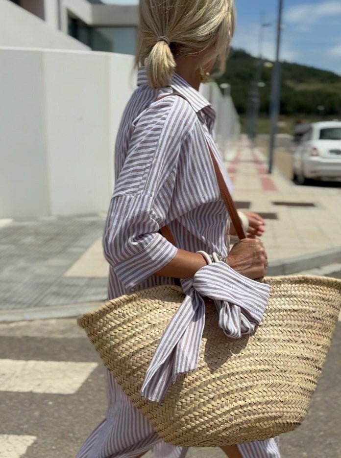 Abito Camicia Classico a Righe con Bottoni per Occasioni Quotidiane 2