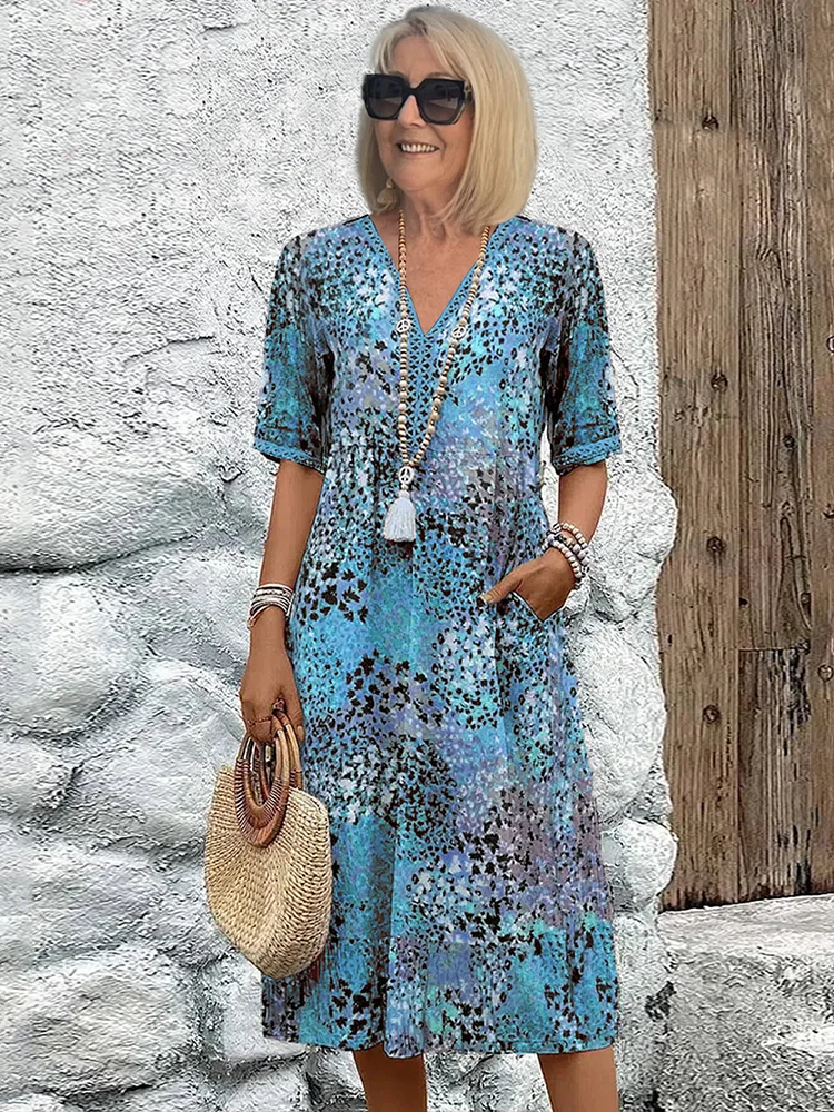 Abito da donna morbido con scollo a V | Lunghezza midi 1