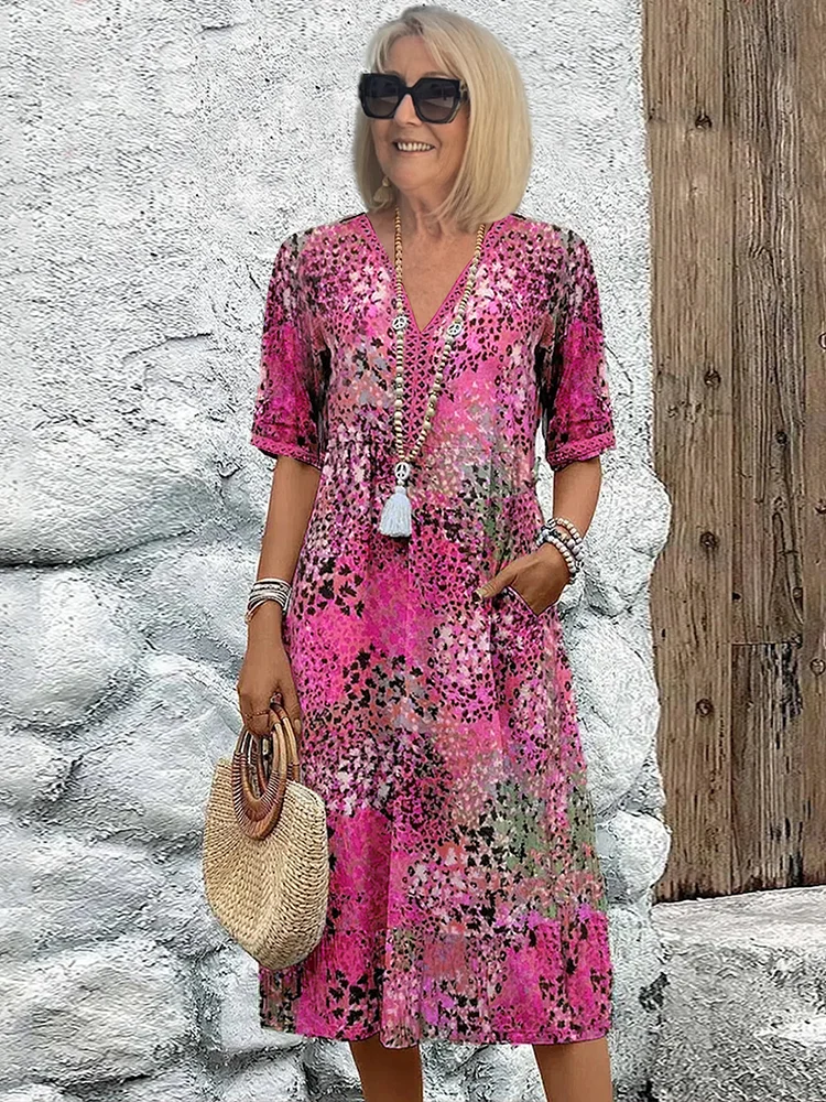 Abito da donna morbido con scollo a V | Lunghezza midi 2