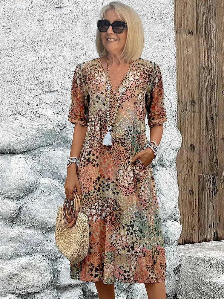 Abito da donna morbido con scollo a V | Lunghezza midi 4