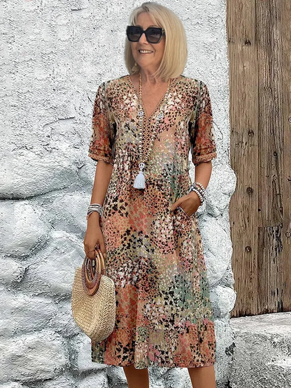 Abito da donna morbido con scollo a V | Lunghezza midi 4