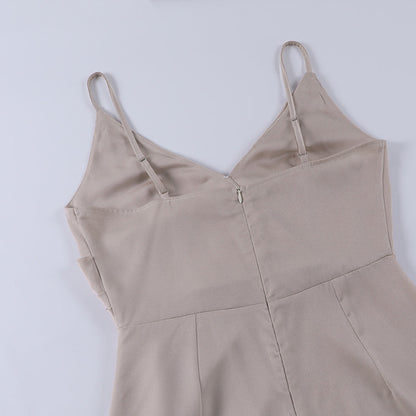 Abito lungo con spacco e spalline sottili, taglio fluido, elegante abito da sera 6
