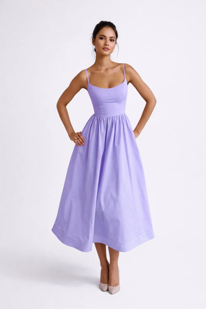 Abito midi da donna | chic ed elegante | aderente con spalline sottili, perfetto per l'estate 2
