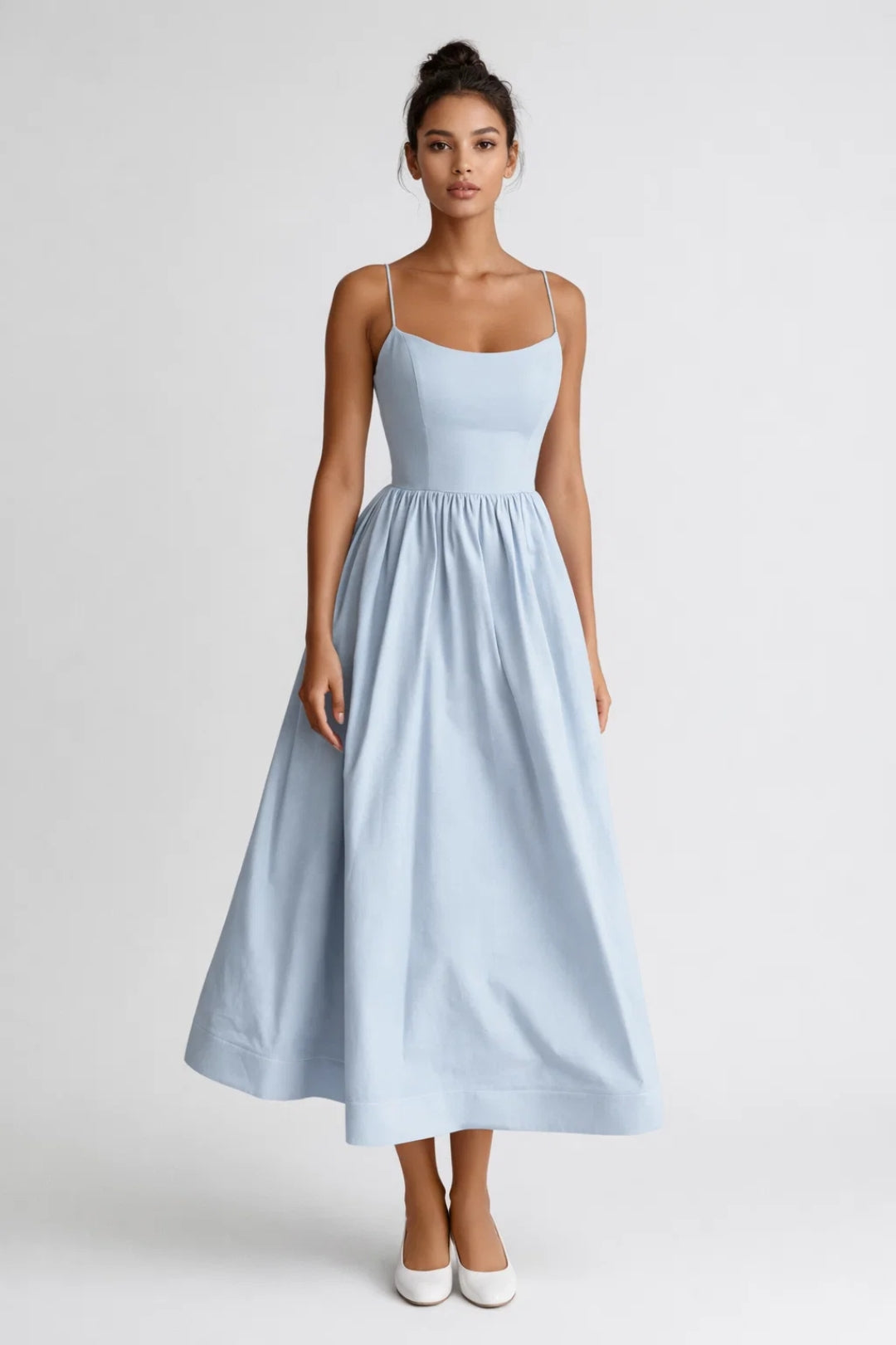 Abito midi da donna | chic ed elegante | aderente con spalline sottili, perfetto per l'estate 4