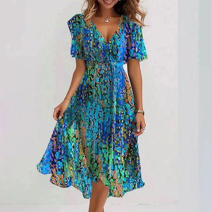 Abito midi floreale svolazzante con scollo a V - Eleganza primaverile 1