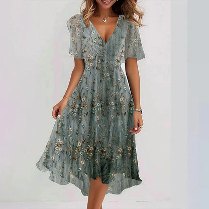 Abito midi floreale svolazzante con scollo a V - Eleganza primaverile 3