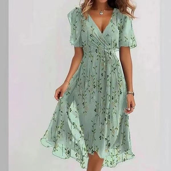 Abito midi floreale svolazzante con scollo a V - Eleganza primaverile 5