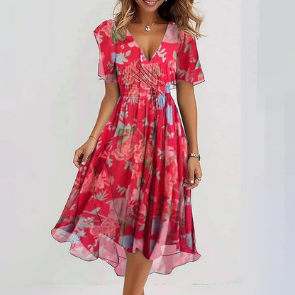 Abito midi floreale svolazzante con scollo a V - Eleganza primaverile 6