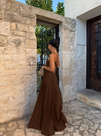 Alba | Vestito Lungo Cerimonia Scollo Americano Plissettato 3