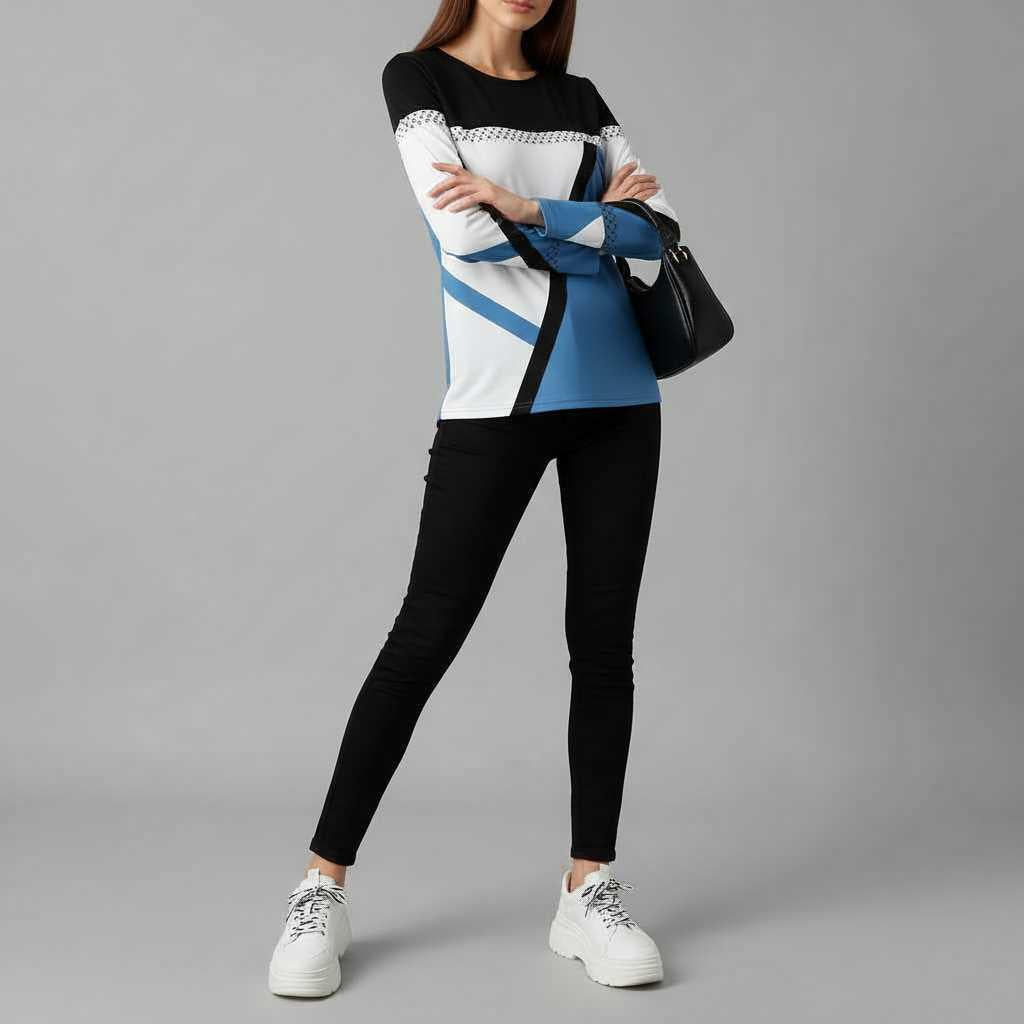 Aprile | Maglione Donna Grafico Moderno in Acrilico
