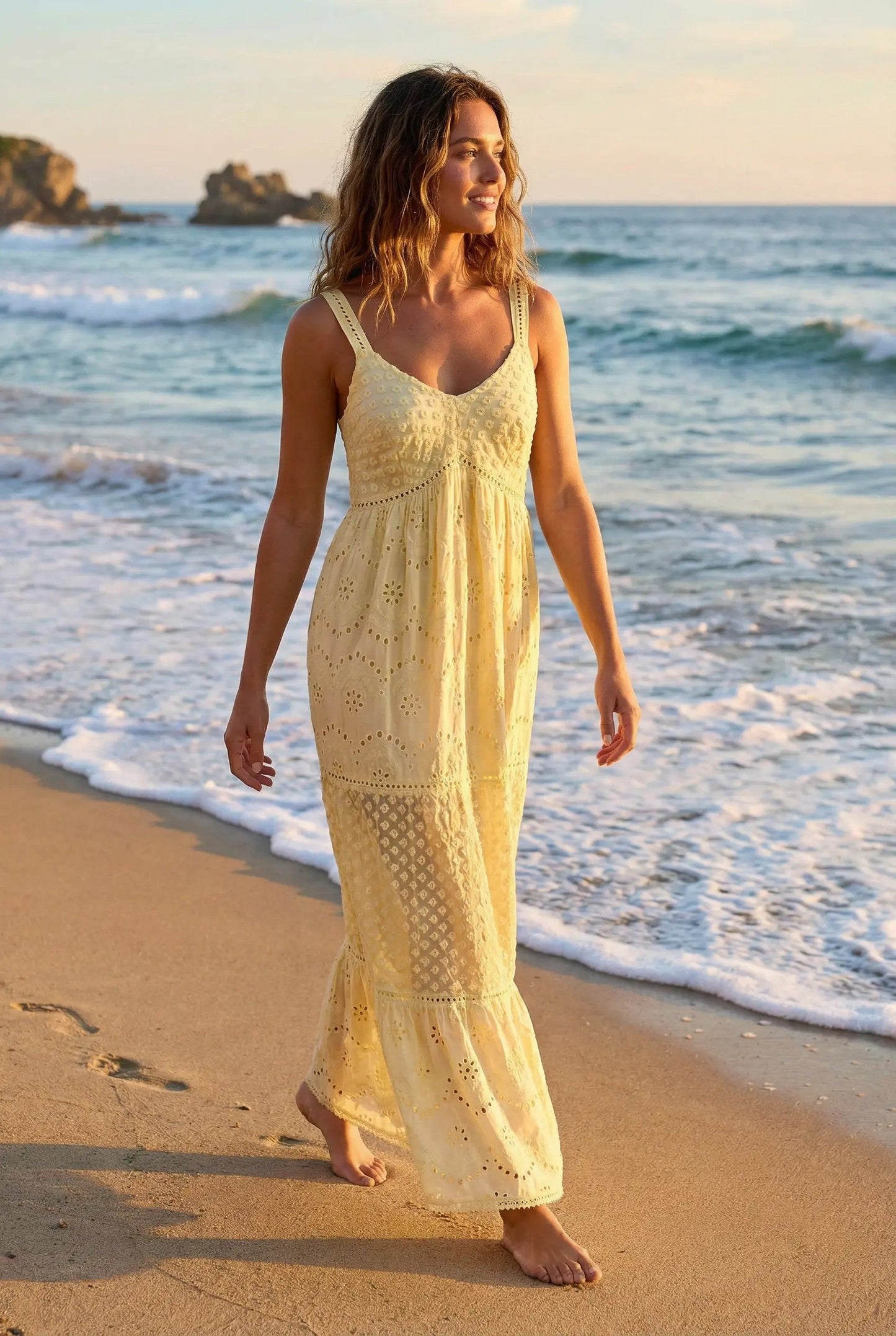 Aura | Abito Lungo Elegante in Pizzo Bianco 6