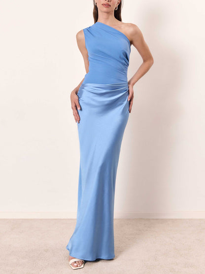Aurelia | Abito Maxi Plissettato Monospalla Elegante 2