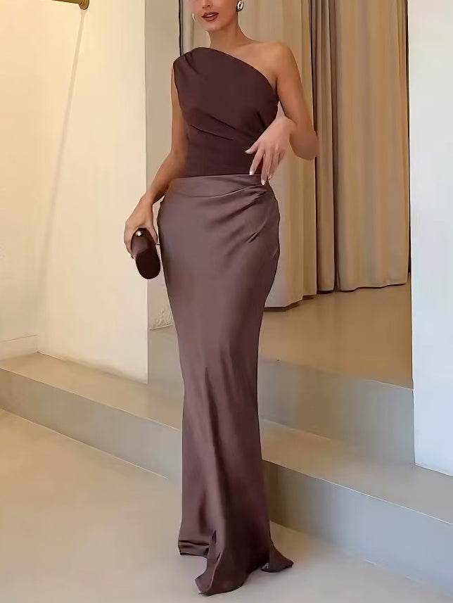 Aurelia | Abito Maxi Plissettato Monospalla Elegante 5