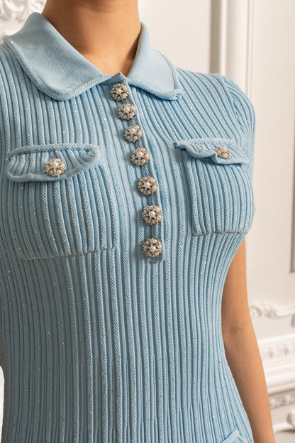 Bella Blu | Abito Clessidra Donna Elegante con Maniche Corte 8