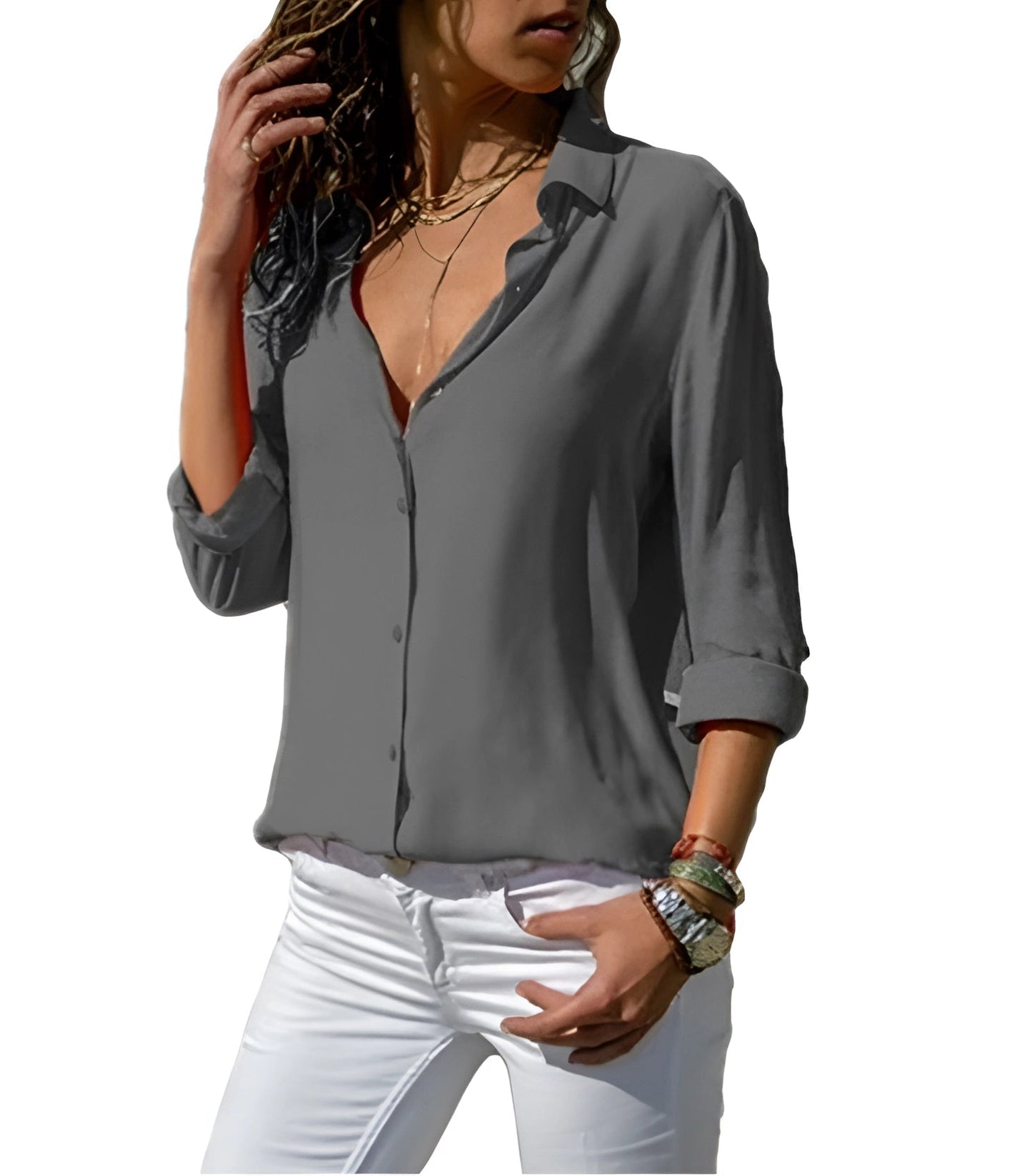 Bella Blusa Donna Elegante | Seta Fluida, Scollo a V 5
