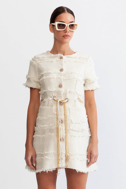Bella Catena | Abito Donna in Tweed con Dettagli in Perle 0