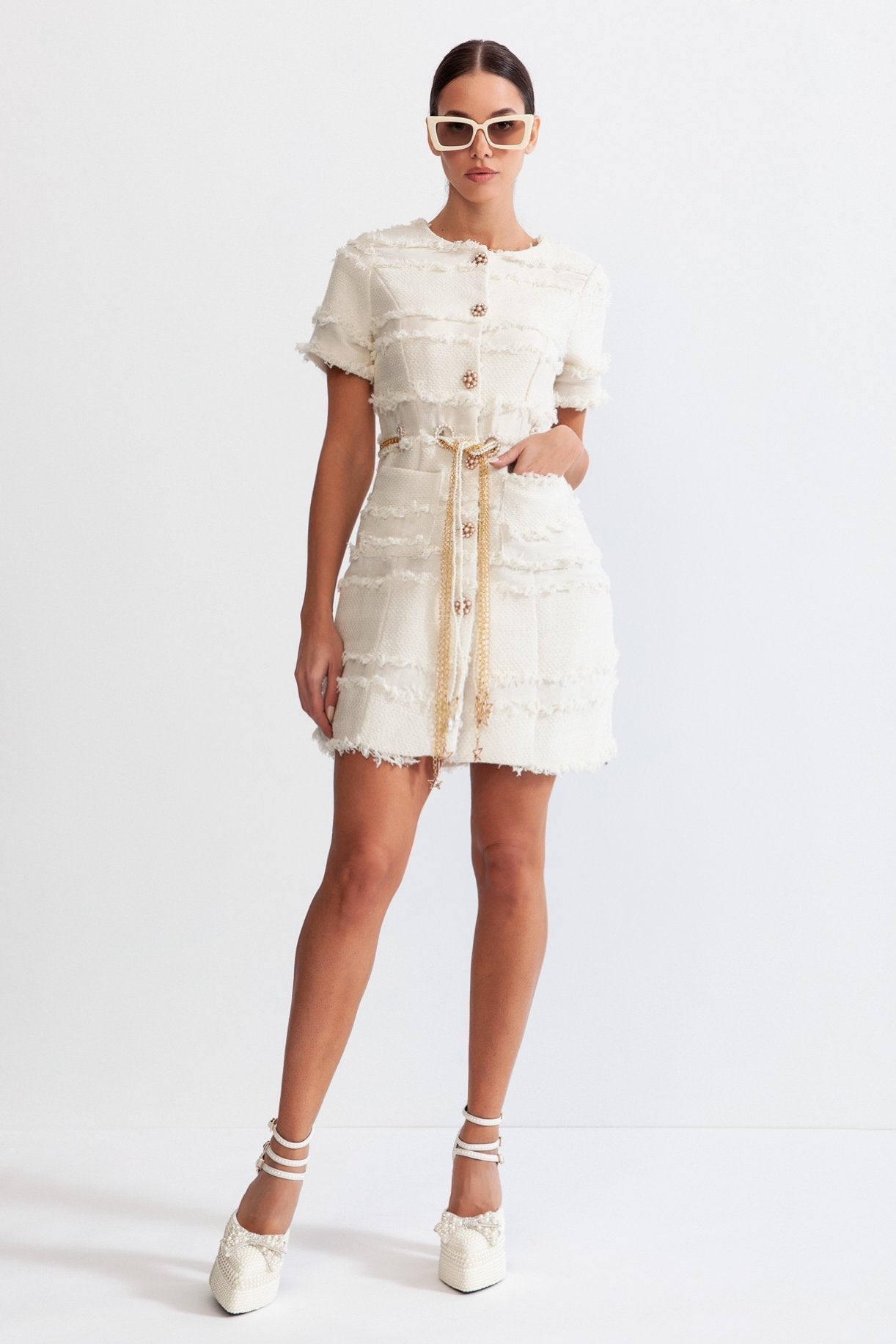 Bella Catena | Abito Donna in Tweed con Dettagli in Perle 1