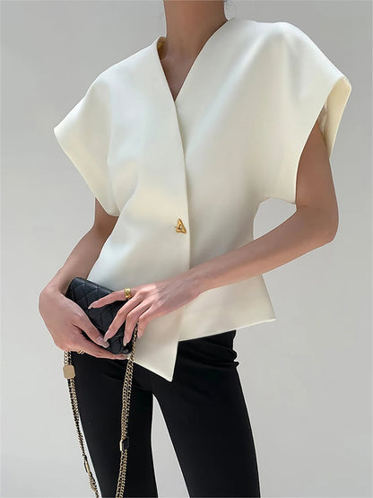 Bella V | Blusa Donna Elegante con Scollo a V e Design Senza Maniche 0
