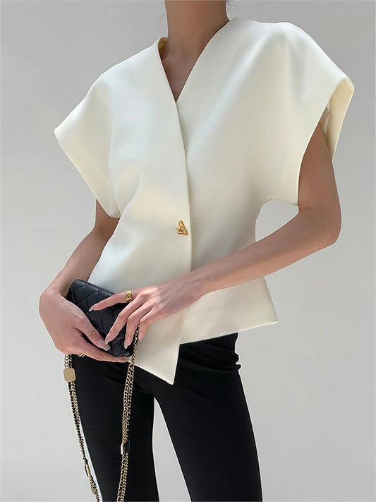 Bella V | Blusa Donna Elegante con Scollo a V e Design Senza Maniche 0