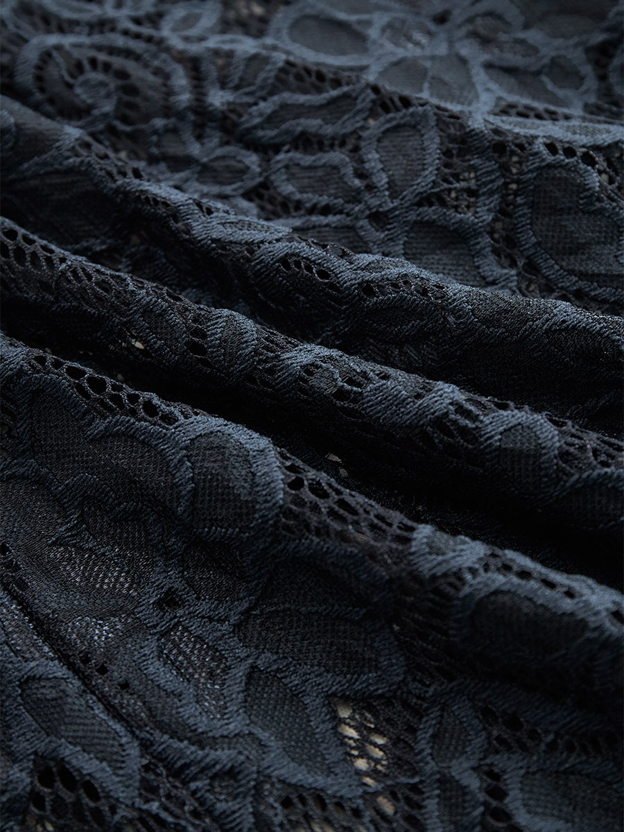 Bella | Abito Midi Elegante in Pizzo Blu 6