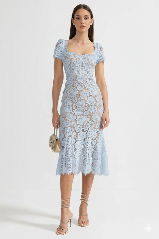 Bellissimo Blu | Abito da Cerimonia in Pizzo per Donna 0