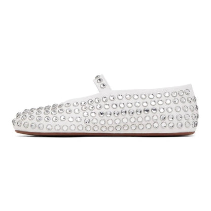 Bello | Ballerine Donna Con Cinturino in Pelle Nere Decorate con Cristalli 8