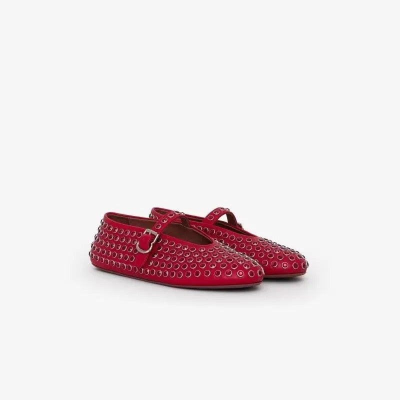 Bello | Ballerine Donna Con Cinturino in Pelle Nere Decorate con Cristalli 9