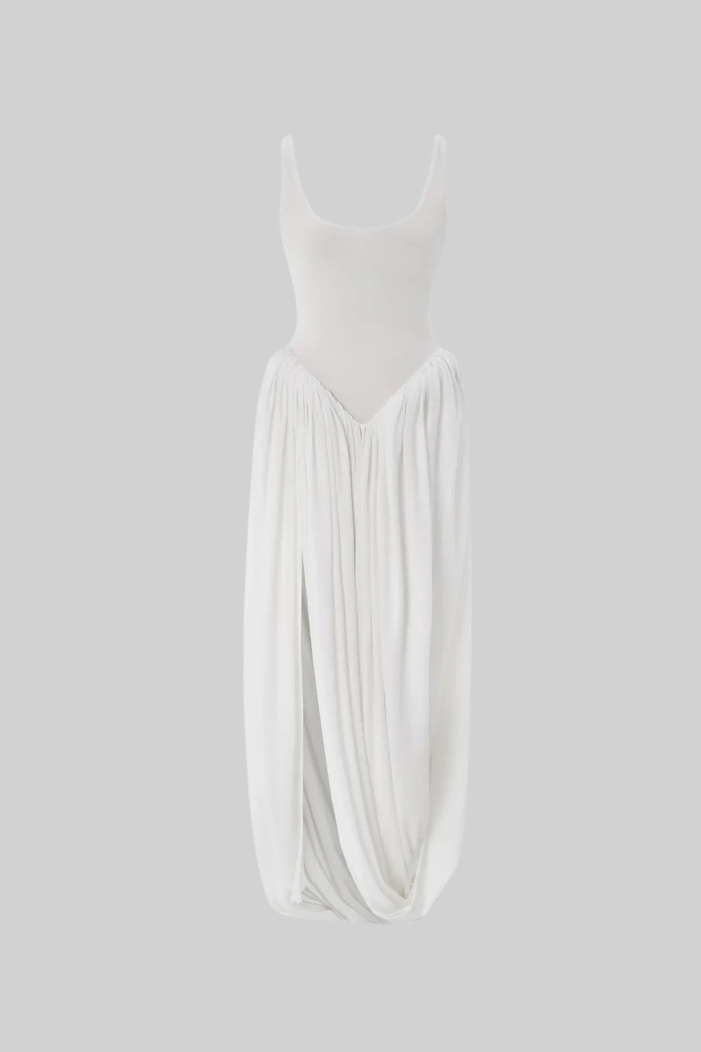 Bianchera | Abito Lungo Cerimonia Drappeggiato Bianco Elegante 1
