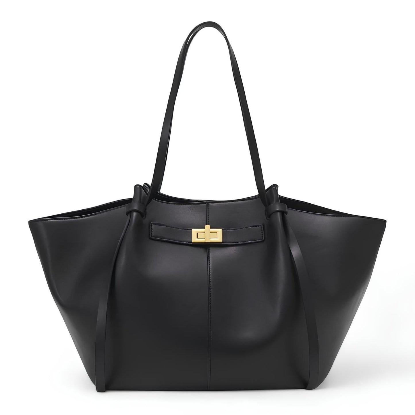 Borsa Lyra di grandi dimensioni in similpelle nera. 0