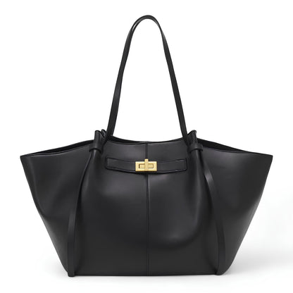 Borsa Lyra di grandi dimensioni in similpelle nera. 0