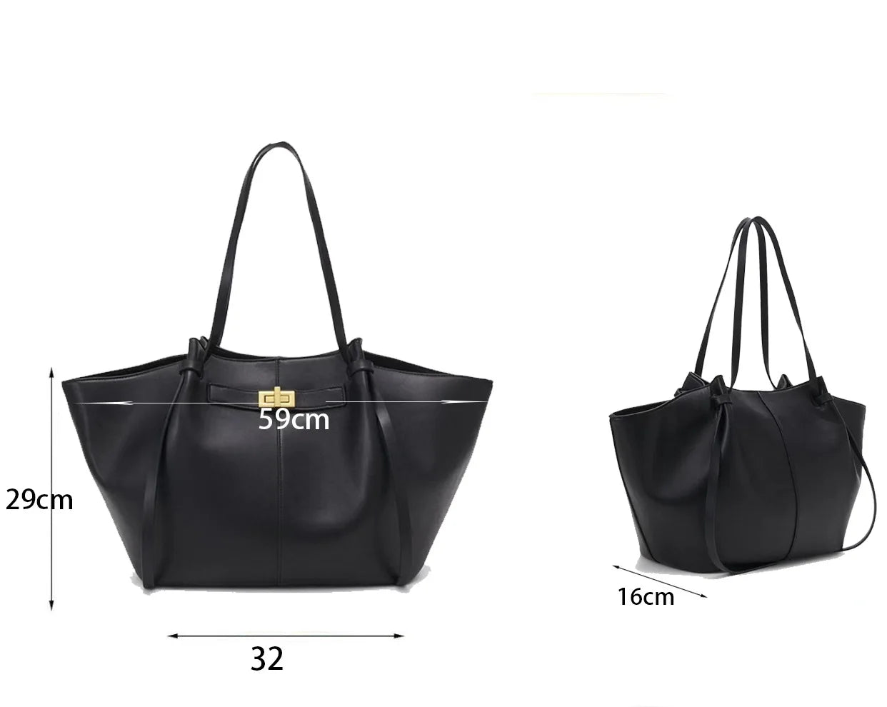 Borsa Lyra di grandi dimensioni in similpelle nera. 4