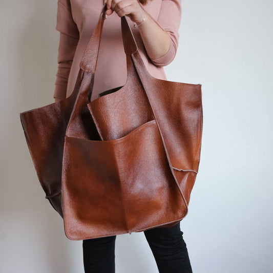Borsa a tracolla oversize in pelle vintage 0