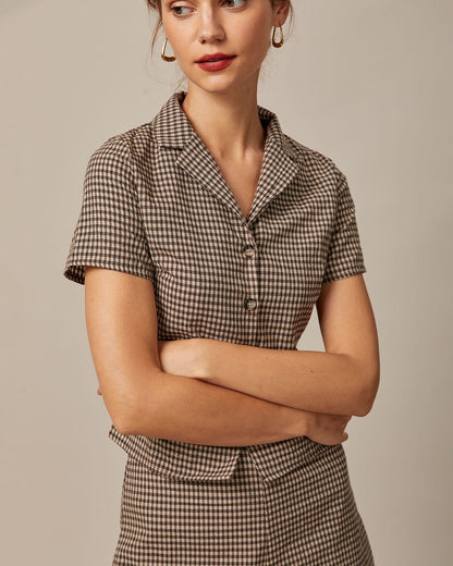 Cameria Chic | Camicetta Elegante a Quadri Donna con Maniche Corte 3