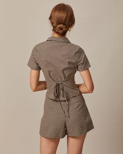 Cameria Chic | Camicetta Elegante a Quadri Donna con Maniche Corte 4