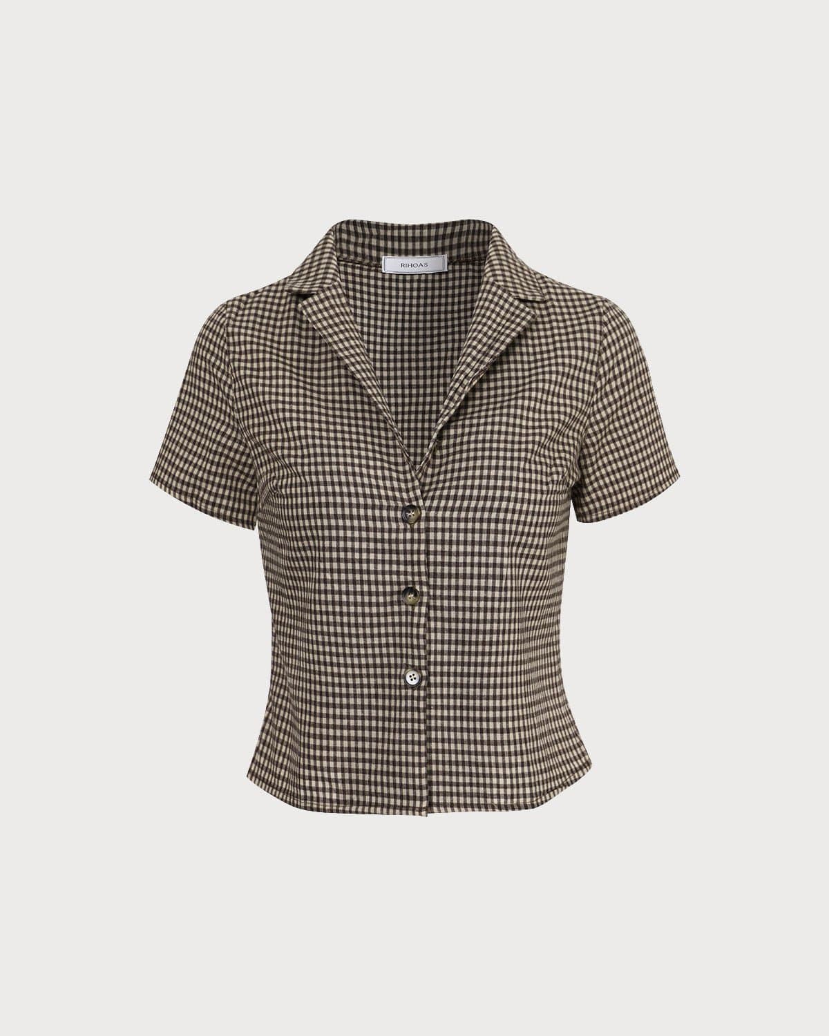 Cameria Chic | Camicetta Elegante a Quadri Donna con Maniche Corte 5