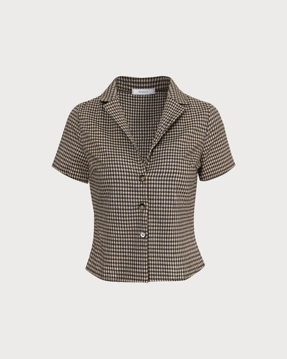 Cameria Chic | Camicetta Elegante a Quadri Donna con Maniche Corte 5