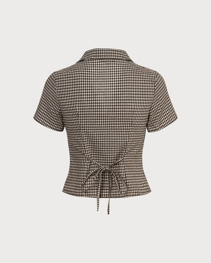 Cameria Chic | Camicetta Elegante a Quadri Donna con Maniche Corte 6
