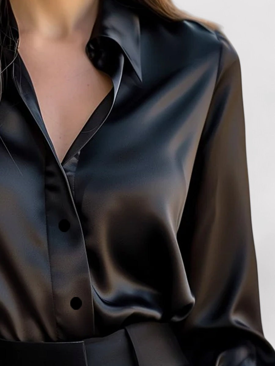 Camicetta elegante da donna in raso a maniche lunghe 1