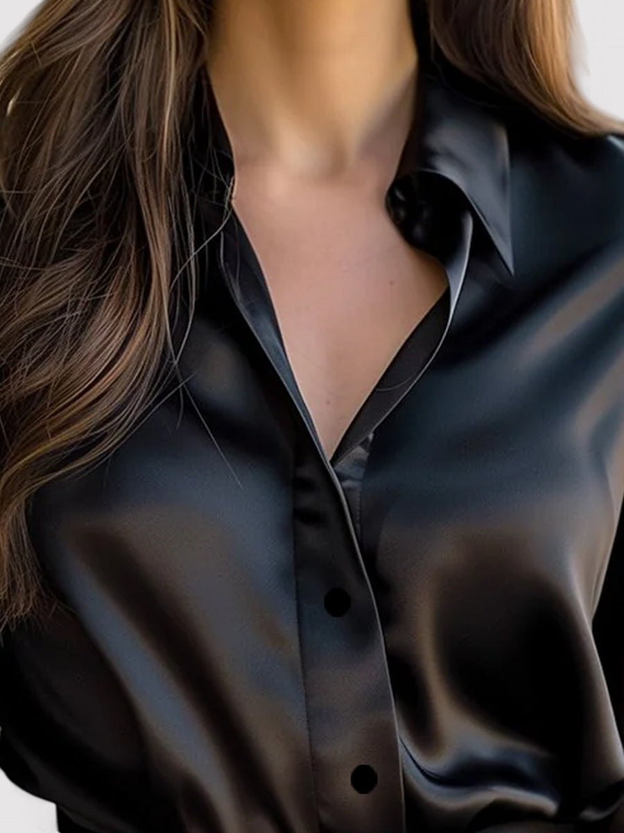 Camicetta elegante da donna in raso a maniche lunghe 2