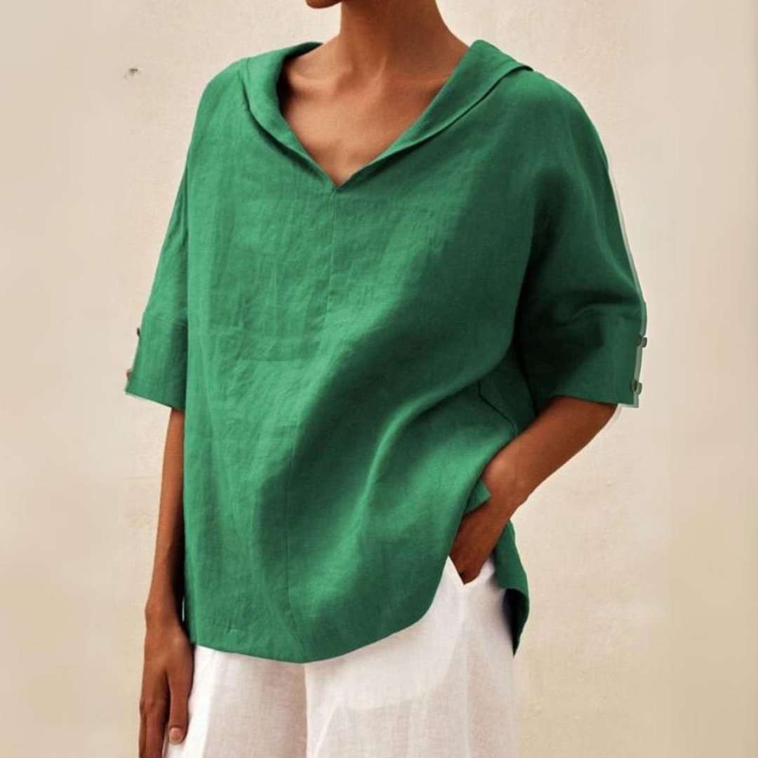 Camicia casual con scollo a V | Perla 0