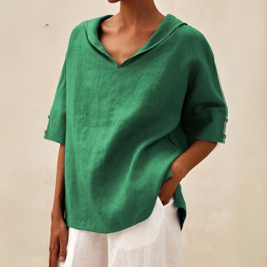 Camicia casual con scollo a V | Perla 0