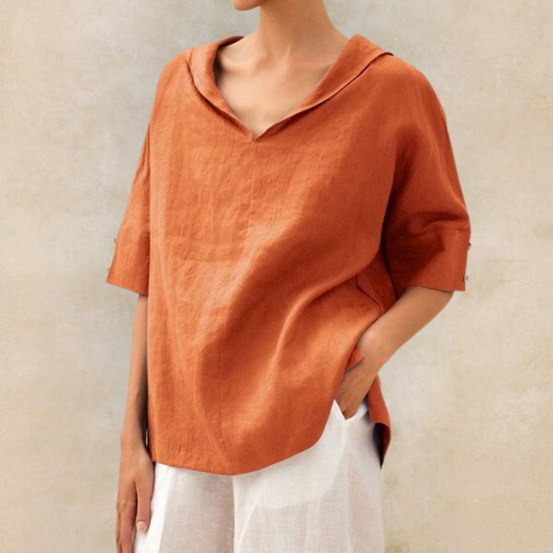 Camicia casual con scollo a V | Perla 1