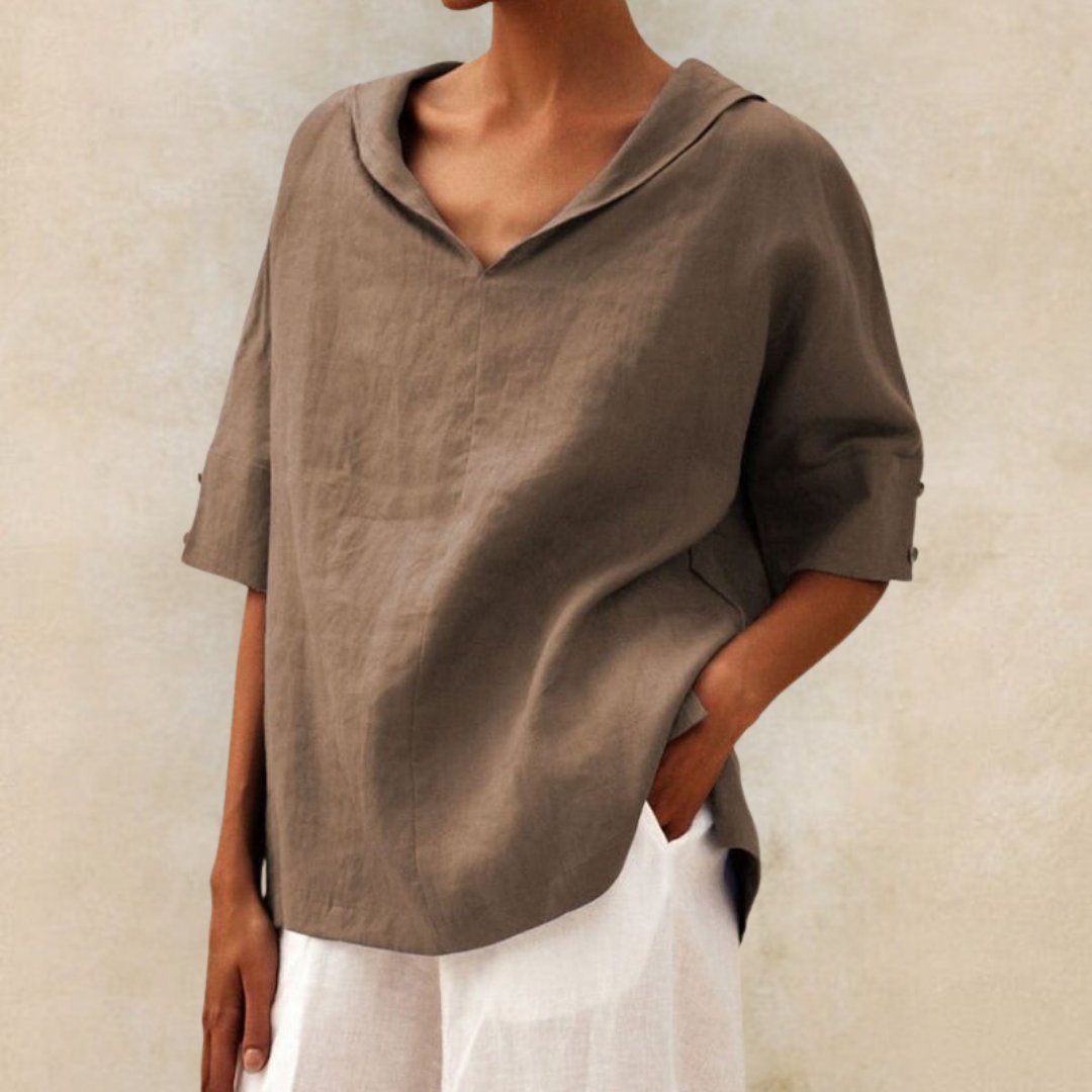 Camicia casual con scollo a V | Perla 4