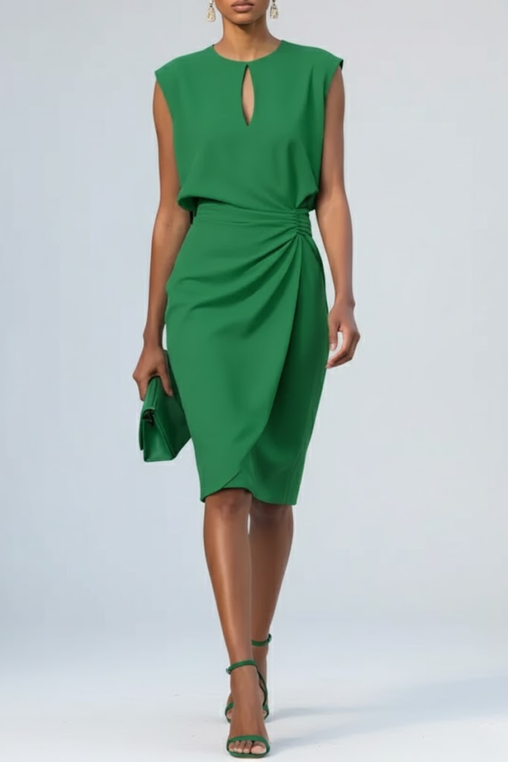 Camille – Abito da cocktail midi da donna con scollo a goccia e vita arricciata 4