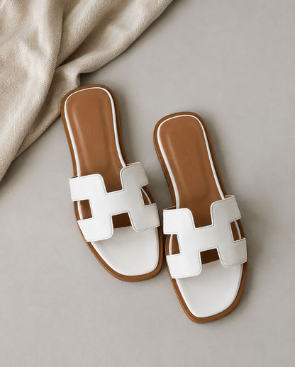 Soleil | Sandali Bassi Donna in Pelle Comodi con Cinturino ad H